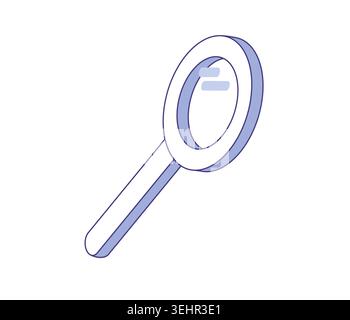 3D magnifying glass, isometric pictogram in line art style with highlights for search icons, investigation tools, research symbols Stock Vector
