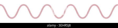 Softball lace. Baseball ball stripes. Wavy softball stitches. Vector illustration Stock Vector
