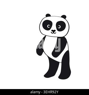 Cute panda bear baby isolated on white background. Funny animals. Card, postcards for kids. Flat vector illustration for design Stock Vector
