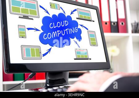 Cloud computing concept shown on a computer screen Stock Photo