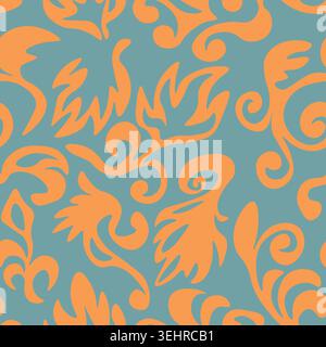 Seamless blooming floral pattern based on hand drawn art ornaments. Colorful flowers on color background. Vector illustration. Simple minimalistic Stock Vector