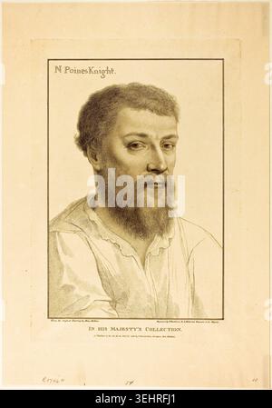 Sir Nicholas Poines by Francesco Bartolozzi, November 22, 1796, after Hans Holbein the Younger, portrait of bearded man in period dress Stock Photo
