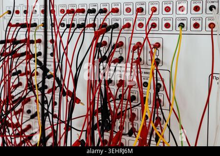 Connecting of cables, close up. Stock Photo