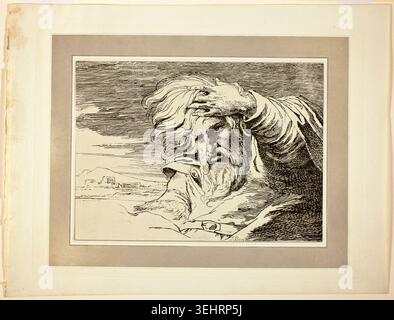 Eastern Patriarch by James Barry, 1803, depicting an elderly bearded man with wind-swept hair in profile, inspired by King Lear from Shakespeare's tragedy Stock Photo