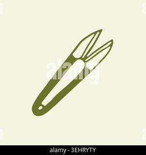 Hand drawn precision snips for delicate plant pruning and thread cutting. Small sharp scissors for detailed gardening work. Minimalist line art vector Stock Vector