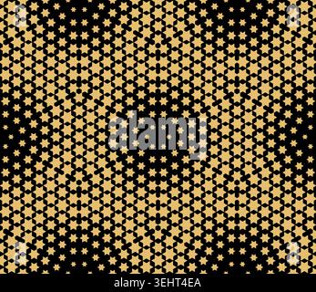 Abstract geometric pattern with stars. Seamless vector background. Gold and black halftone. Graphic modern pattern. Simple lattice graphic design Stock Vector