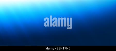 Deep blue gradient background. Dark underwater backdrop. Blurred ocean for template, presentation, banner, brochure, poster. Vector light beam under surface. Deep sea water or night sky concept design Stock Vector