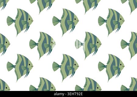 Cute Angelfish Vector Seamless Pattern Stock Vector