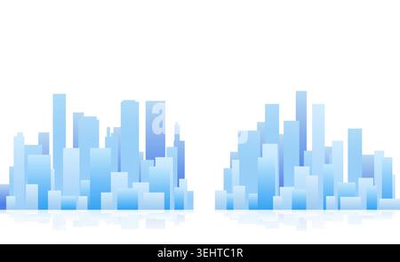 Urban silhouette landscape. Abstract horizontal banner, background cityscape. Panorama in frat style, header images for web. City buildings of Stock Vector