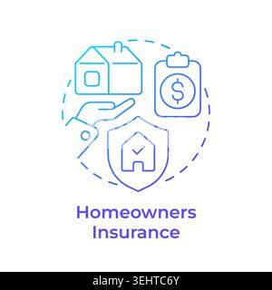 Homeowners insurance blue gradient concept icon Stock Vector