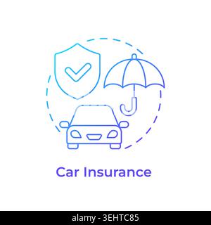 Car insurance blue gradient concept icon Stock Vector