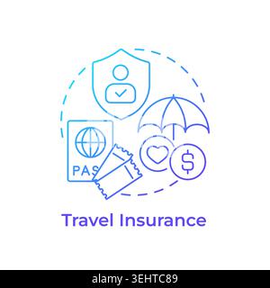 Travel insurance blue gradient concept icon Stock Vector