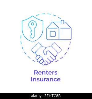 Renters insurance blue gradient concept icon Stock Vector