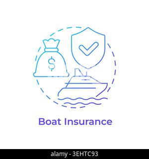 Boat insurance blue gradient concept icon Stock Vector
