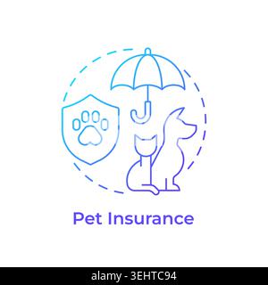 Pet insurance blue gradient concept icon Stock Vector