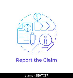 Report the claim blue gradient concept icon Stock Vector