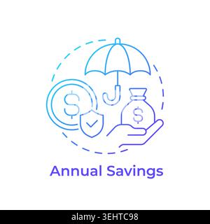 Annual savings blue gradient concept icon Stock Vector