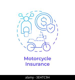 Motorcycle insurance blue gradient concept icon Stock Vector