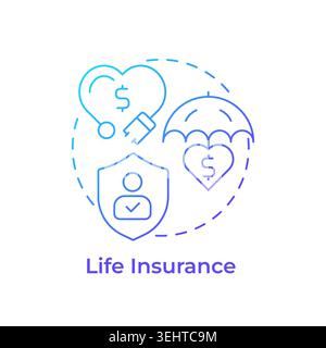 Life insurance blue gradient concept icon Stock Vector