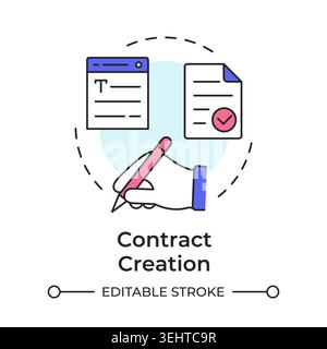 Contract creation multi color concept icon Stock Vector