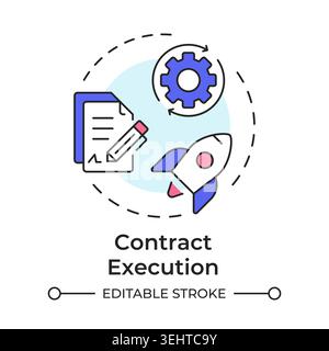 Contract execution multi color concept icon Stock Vector