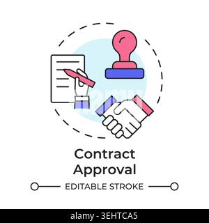 Contract approval multi color concept icon Stock Vector