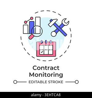 Contract monitoring multi color concept icon Stock Vector