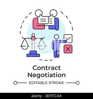 Contract negotiation multi color concept icon Stock Vector