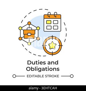 Duties and obligations multi color concept icon Stock Vector