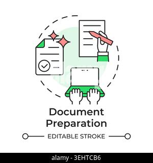 Document preparation multi color concept icon Stock Vector