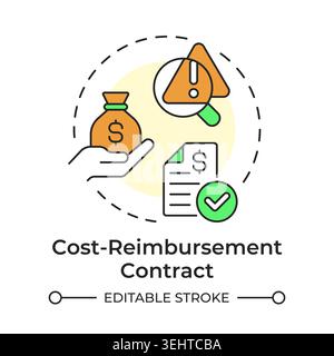Cost reimbursement contract multi color concept icon Stock Vector