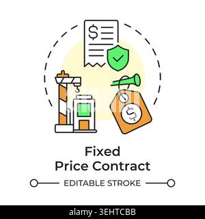 Fixed price contract multi color concept icon Stock Vector