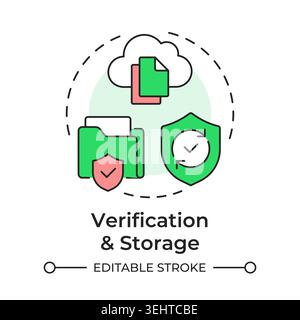Verification and storage multi color concept icon Stock Vector