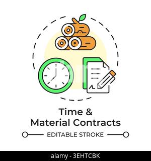 Time and material contracts multi color concept icon Stock Vector