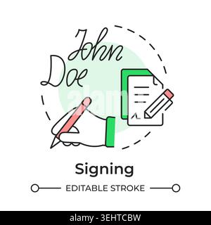 Signing multi color concept icon Stock Vector