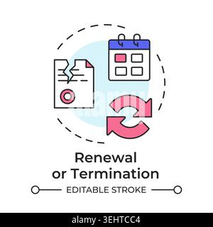 Renewal and termination multi color concept icon Stock Vector