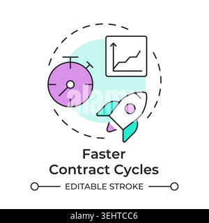 Faster contract cycles multi color concept icon Stock Vector