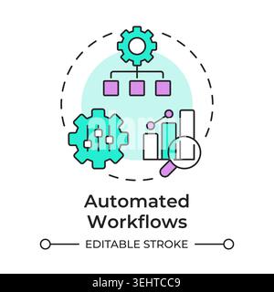 Automated workflows multi color concept icon Stock Vector