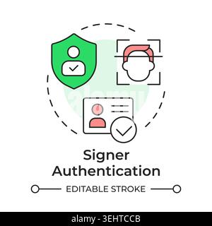 Signer authentication multi color concept icon Stock Vector
