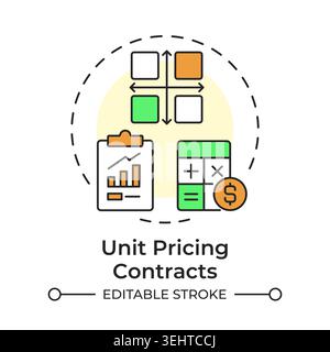 Unit pricing contracts multi color concept icon Stock Vector
