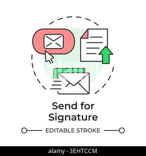 Send for signature multi color concept icon Stock Vector