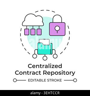 Centralized contract repository multi color concept icon Stock Vector