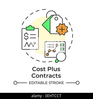 Cost plus contracts multi color concept icon Stock Vector