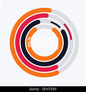 Vibrant circular composition built from bold rounded ring segments Stock Vector