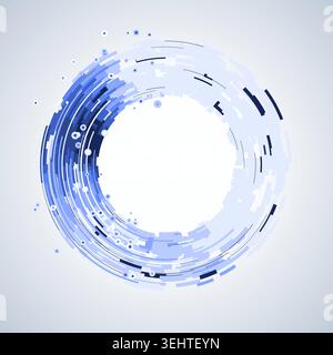 Concentric circular tech segments with dynamic blue glow accents Stock Vector