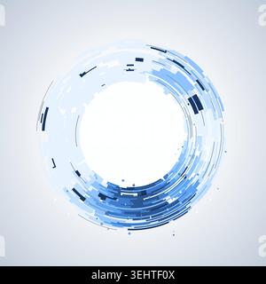 Concentric circular tech segments with dynamic blue glow accents Stock Vector
