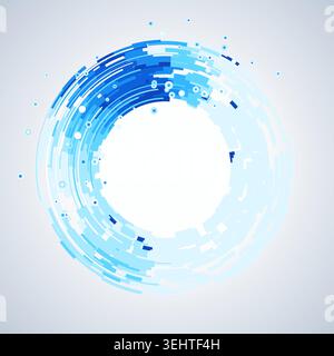 Concentric circular tech segments with dynamic blue glow accents Stock Vector