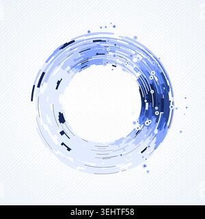 Concentric circular tech segments with dynamic blue glow accents Stock Vector