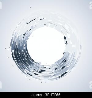 Abstract digital ring interface made from layered geometric arc blocks Stock Vector