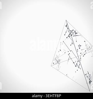 Abstract futuristic pyramid structure rendered as a clean geometric network background Stock Vector